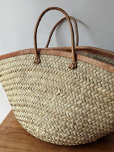 Load image into Gallery viewer, XL Leather Straw Market Bag