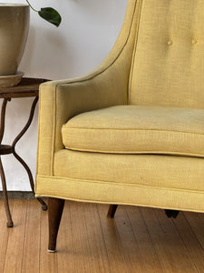 Vintage Mid Century High Back Yellow Lounge  Chair