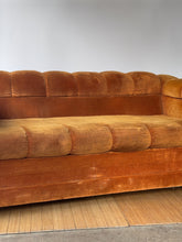 Load image into Gallery viewer, 1970’s Plush Velvet Sofa in Red Orange Upholstery