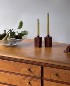Handmade Wood and Copper Candle Sticks