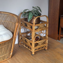 Load image into Gallery viewer, Vintage 60's Rattan Rolling Cart