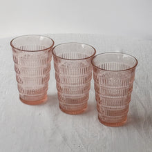 Load image into Gallery viewer, Set of 3 Textured Vintage Pink Juice Glasses