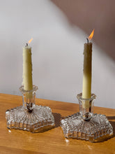 Load image into Gallery viewer, Pair of Antique Crystal Cut Candle Holders