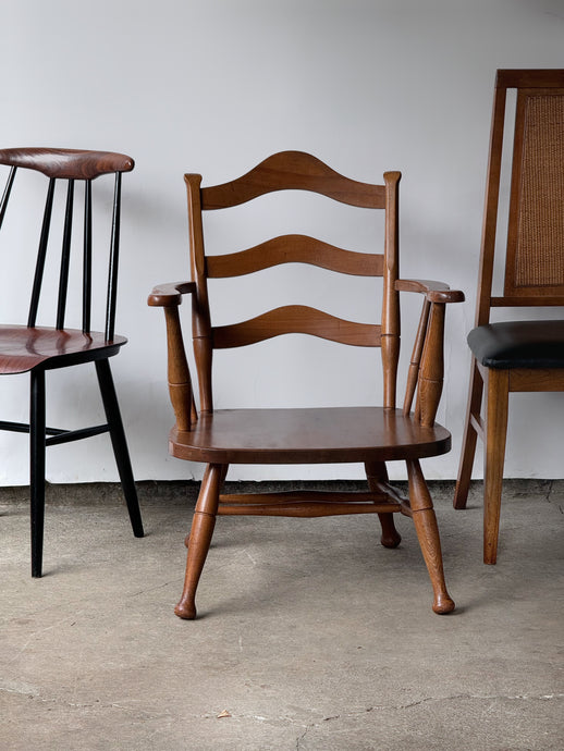 Vintage Japanese Wooden Low Profile Chair