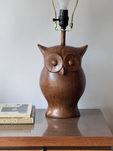 Load image into Gallery viewer, Vintage MCM Wooden Owl Lamp