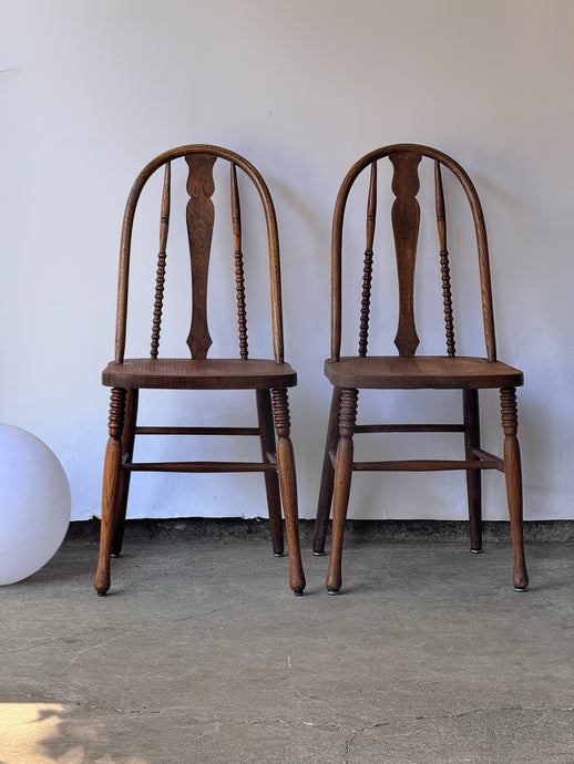 Early 20th Century Antique Webster Mfg Wooden Bobbin Chairs