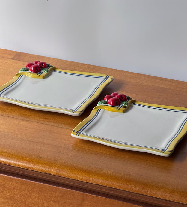Dept. 56 ‘Life is a Bowl of Cherries’ Ceramic Plates (2)