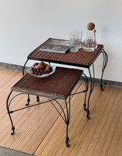 Load image into Gallery viewer, Iron &amp; Wicker Top Nesting Tables