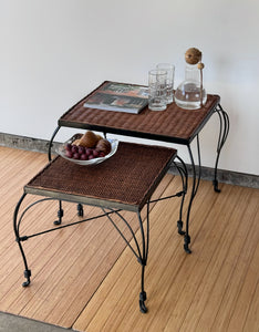 Iron & Wicker Top Nesting Tables