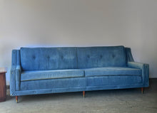 Load image into Gallery viewer, Vintage Mid Century Modern Denim Sofa