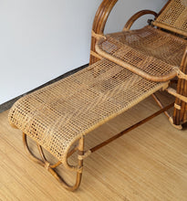 Load image into Gallery viewer, Vintage Rattan Chaise Reclining Lounger