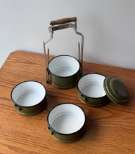 Load image into Gallery viewer, Vintage Enamel Lunch/Bento Box in Sage Green