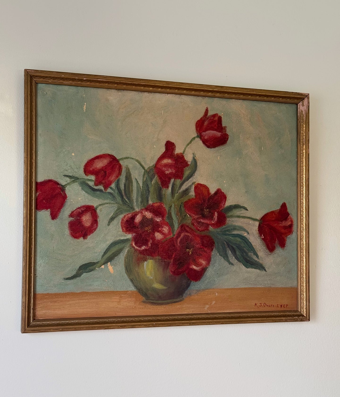 Antique Still Life Original Oil Painting on Board