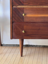 Load image into Gallery viewer, Vintage Walnut MCM Highboy Dresser by Fashion Flow