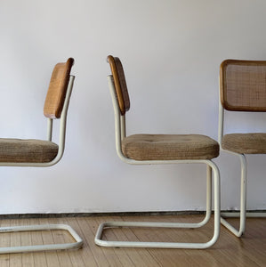 Set of 4 1970's Cantilever Cane Dining Chairs