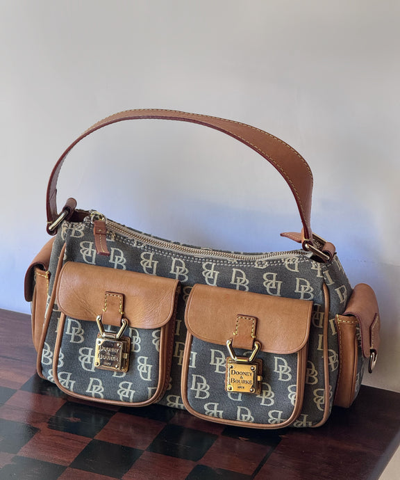 Vintage Dooney & Bourke Denim Monogram Rare Tackle Bag
