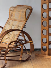 Load image into Gallery viewer, Vintage Rattan Chaise Reclining Lounger