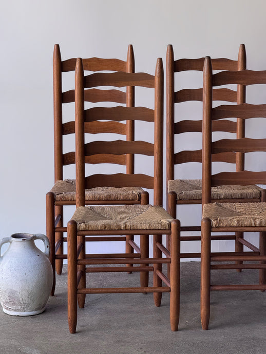 Set of 4 Vintage French Country Ladderback Chairs