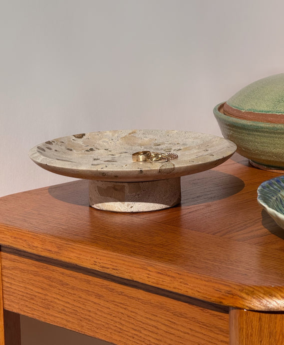 Neutral Marble Pedestal Bowl