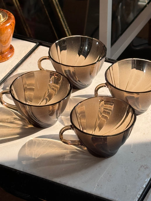 Set of 4 Vintage Vereco Smoked Glasses