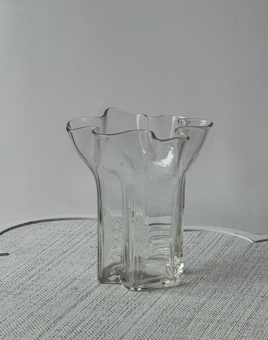 Vintage Ruffle Glass Vase