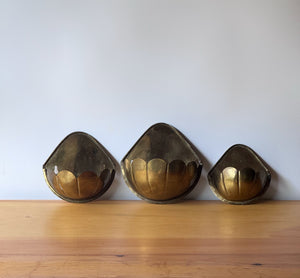 Vintage Brass Scallop Nesting Wall Pockets