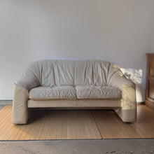 Load image into Gallery viewer, Vintage Post Modern Beige Leather Loveseat