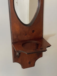 Large Wooden Folk Mirror & Plant Holder
