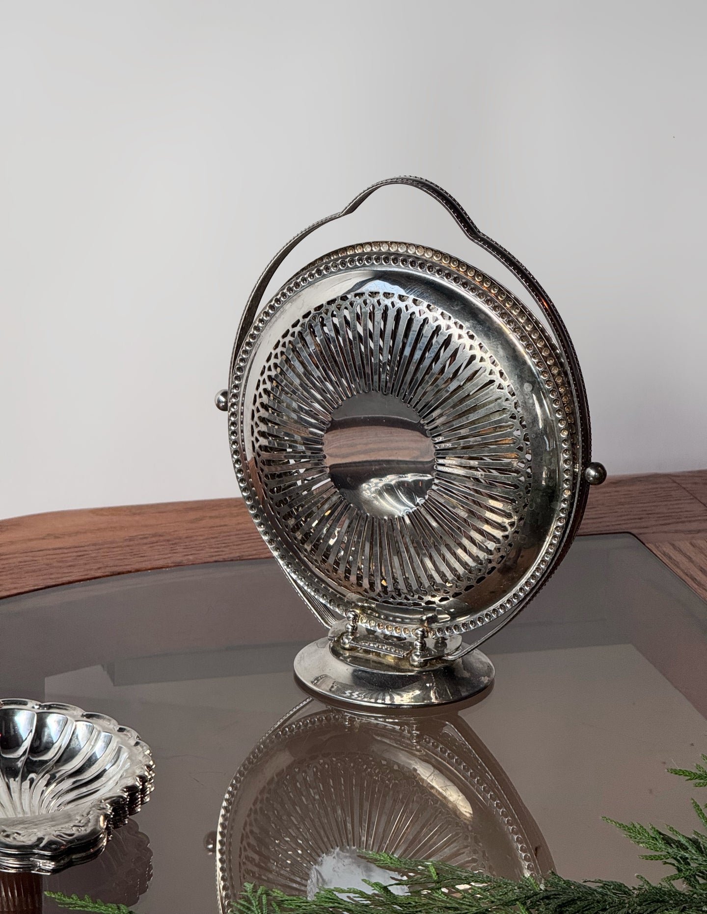 Vintage Queen Anne Style Silver-Plated Folding Serving Tray