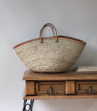 Load image into Gallery viewer, XL Leather Straw Market Bag