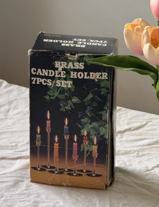 Vintage Deadstock Box of 7 Brass Candle Tapers