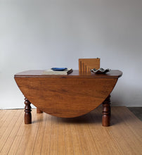 Load image into Gallery viewer, Vintage Handcrafted Wooden Drop Leaf Coffee Table with Drawer