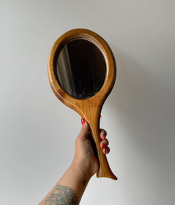 Antique Wooden Hand Mirror