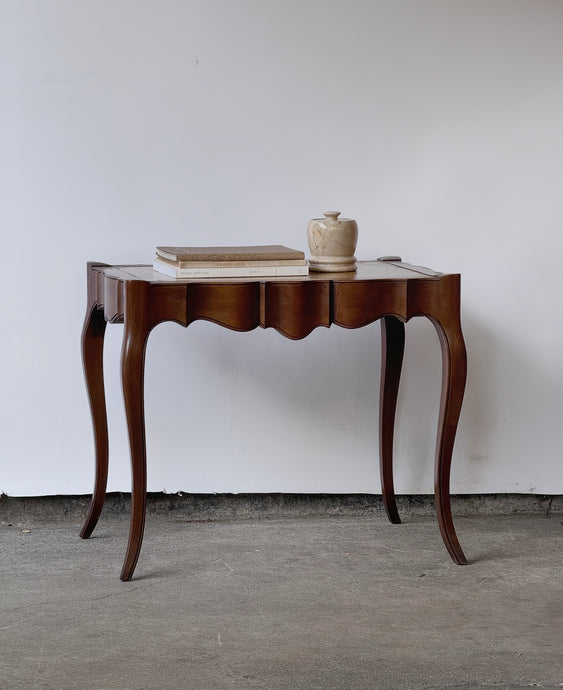 Scalloped English Inlaid Antique Sofa Table