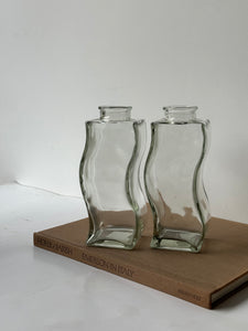 Pair of Wavy Glass Bottles