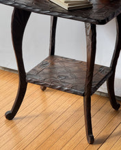 Load image into Gallery viewer, Vintage Handcrafted Tooled Wooden End Table