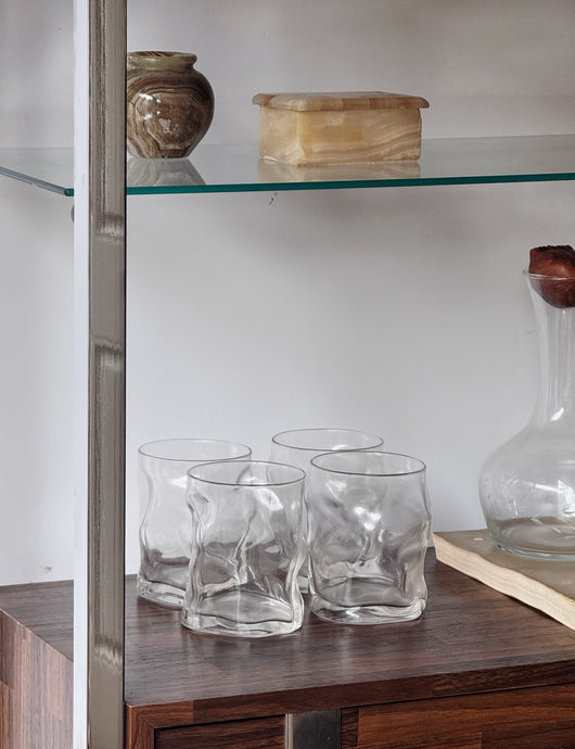 Vintage Italian Textured set of 4 Glasses