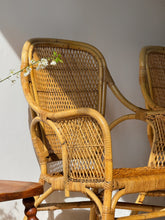 Load image into Gallery viewer, Vintage Wicker &amp; Rattan Pair of Accent Patio Chairs