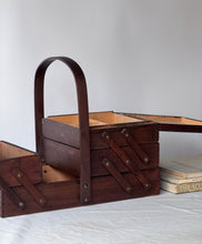 Load image into Gallery viewer, Vintage Wooden Accordion Sewing Box