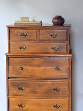 Load image into Gallery viewer, Vintage Tall American Colonial Style Maple Dresser w/ Drop Front Secretary Desk