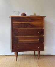 Load image into Gallery viewer, Vintage Walnut MCM Highboy Dresser by Fashion Flow