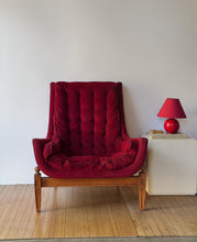Load image into Gallery viewer, 1970's Tufted Red High Back Lounger