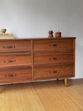 Load image into Gallery viewer, Vintage MCM Lowboy Dresser w/ Mirror