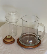 Load image into Gallery viewer, Vintage Teak Baker Hart &amp; Stuart Glass Pitcher w/ Ice Well