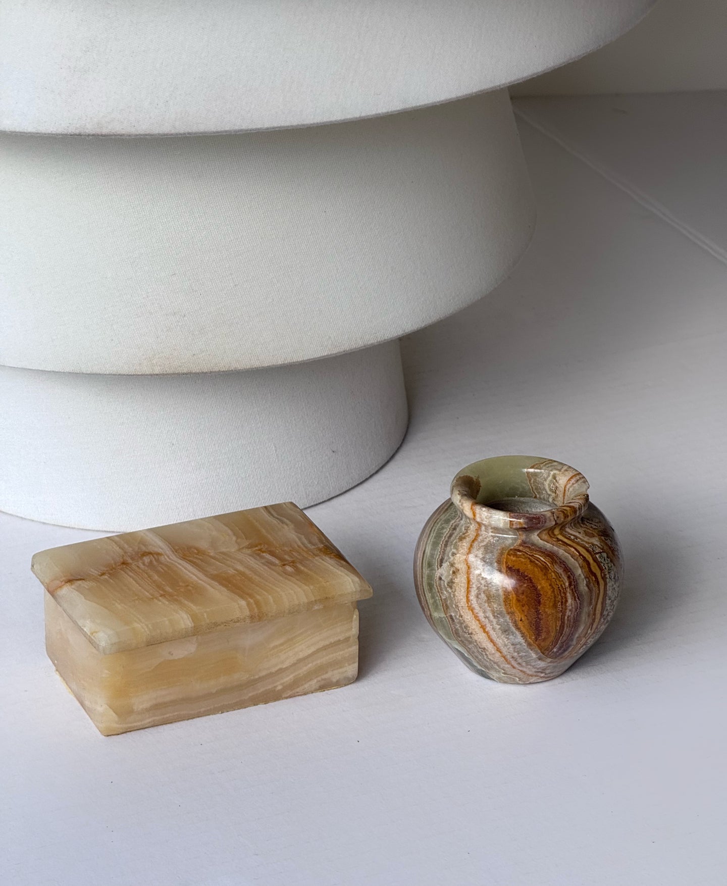 Vintage Onyx Box & Small Vase