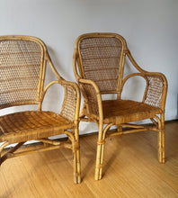Load image into Gallery viewer, Vintage Wicker &amp; Rattan Pair of Accent Patio Chairs