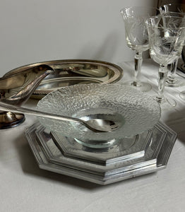 Crinkle Glass Pedestal Serving Bowl