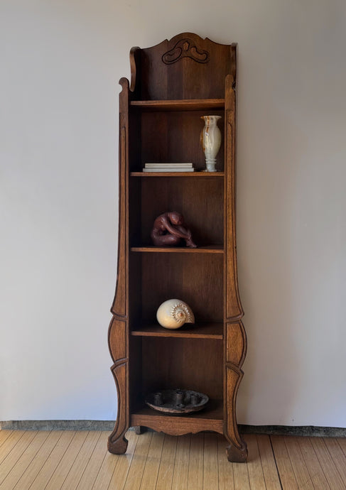 Tall Antique Ornate Wooden Shelf