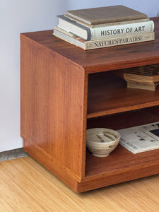 1980’s Oak & Teak Media Stand on Wheels