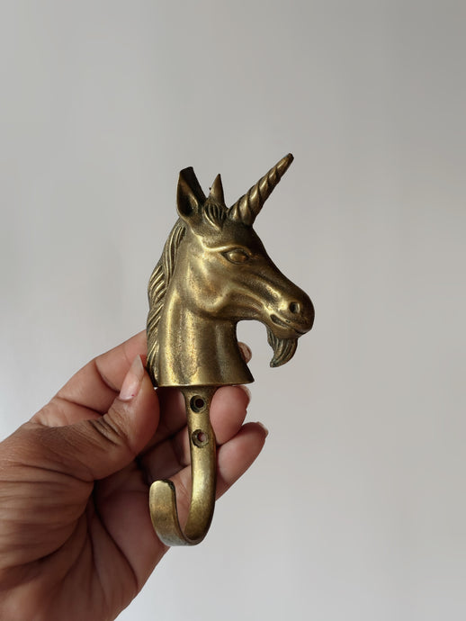 Vintage Brass Unicorn Hook